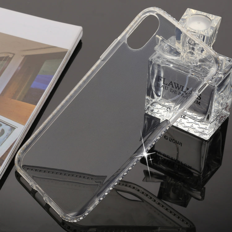 For iPhone X / XS Diamond Border TPU Transparent Protective Back Cover Case