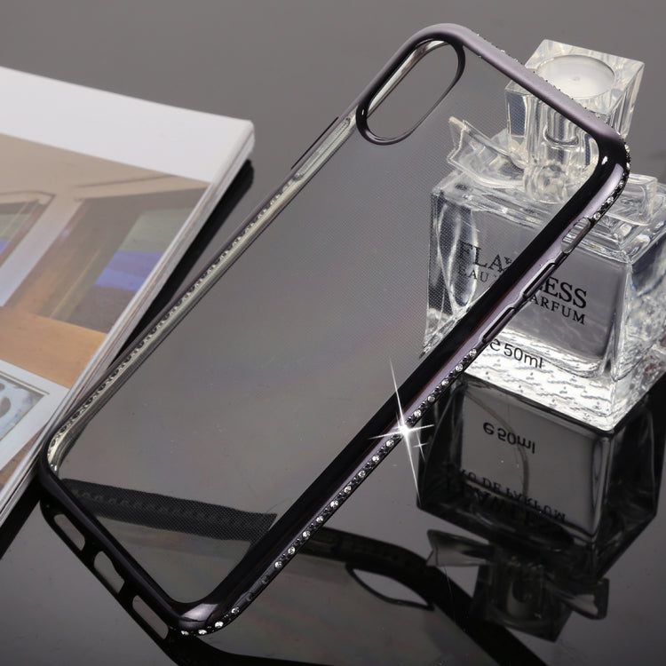 For iPhone X / XS Diamond Electroplating Border TPU Transparent Protective Back Cover Case