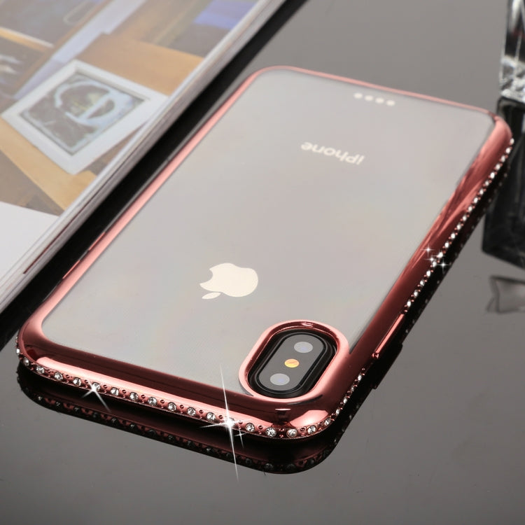 For iPhone X / XS Diamond Electroplating Border TPU Transparent Protective Back Cover Case