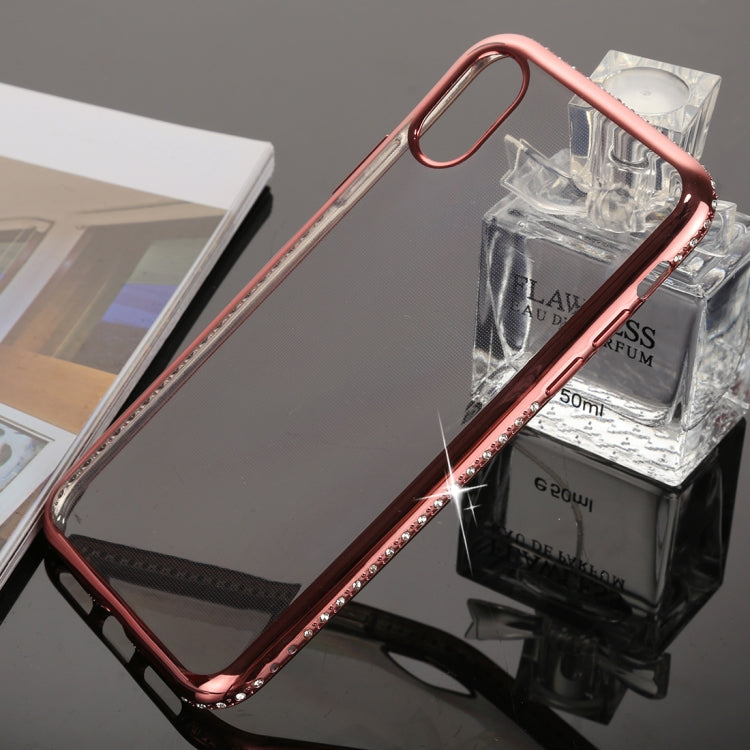 For iPhone X / XS Diamond Electroplating Border TPU Transparent Protective Back Cover Case