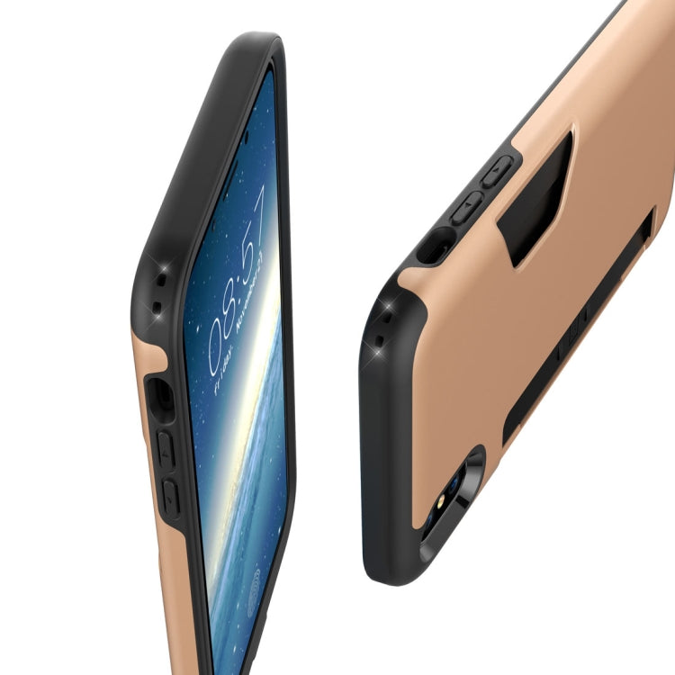 For iPhone X / XS TPU + PC Shockproof Protective Back Case with Card Slot