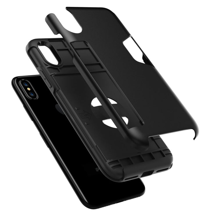 For iPhone X / XS TPU + PC Shockproof Protective Back Case with Card Slot