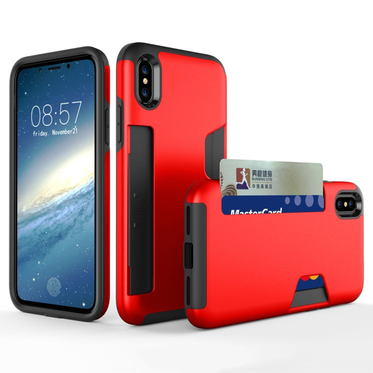 For iPhone X / XS TPU + PC Shockproof Protective Back Case with Card Slot