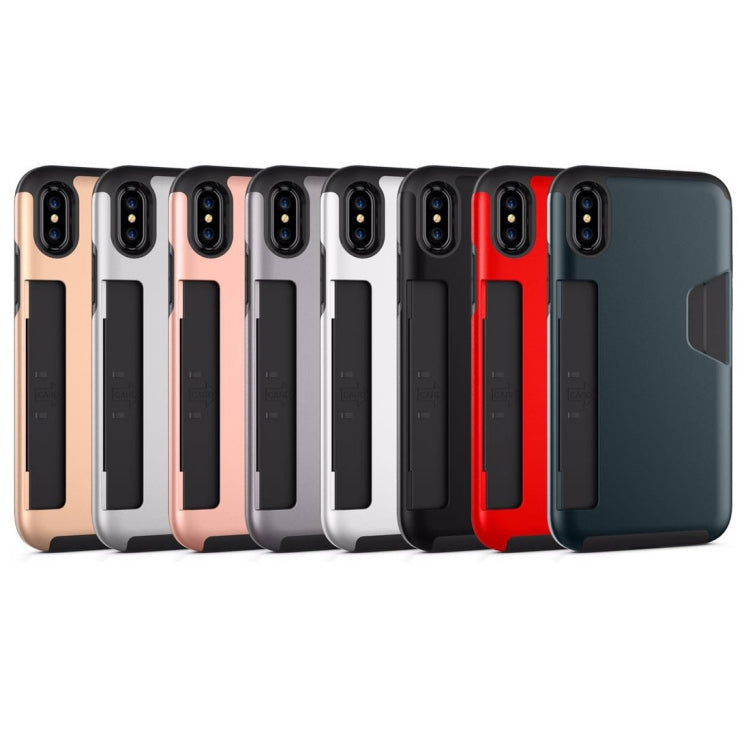 For iPhone X / XS TPU + PC Shockproof Protective Back Case with Card Slot