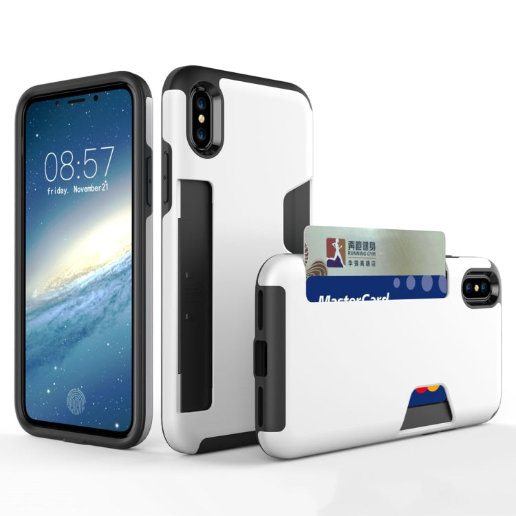 For iPhone X / XS TPU + PC Shockproof Protective Back Case with Card Slot
