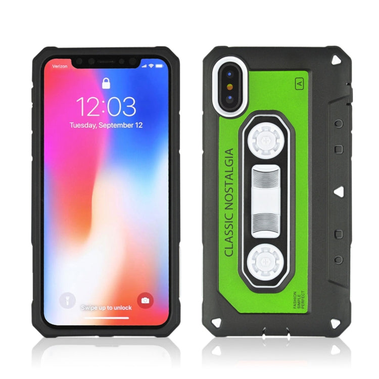 For iPhone X / XS Nostalgic Tape Style TPU+PC Protective Back Case