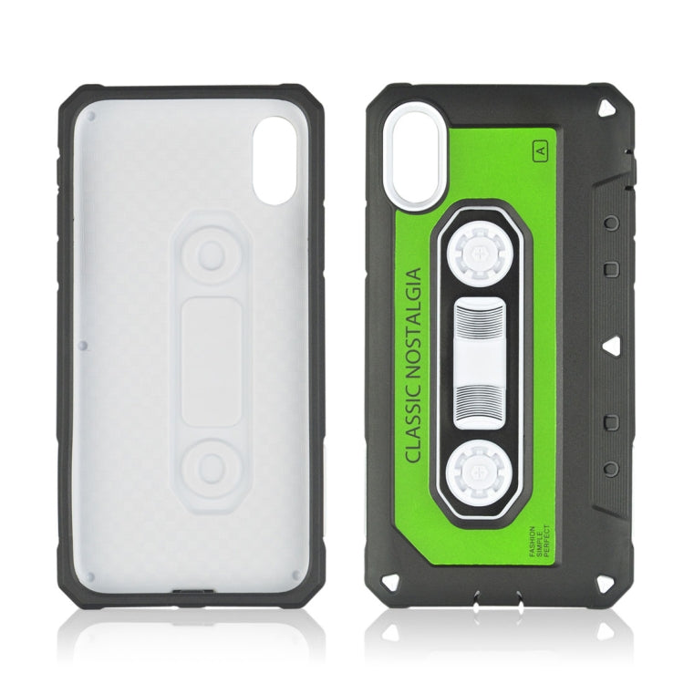For iPhone X / XS Nostalgic Tape Style TPU+PC Protective Back Case