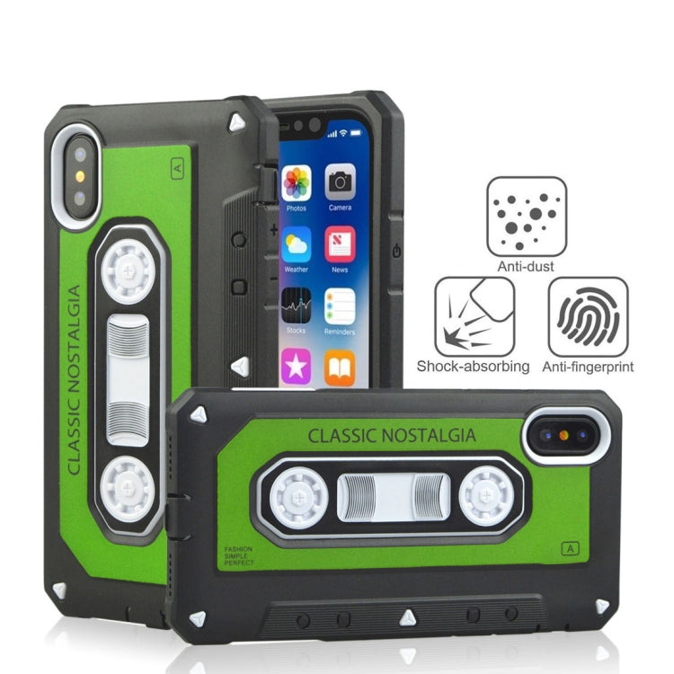 For iPhone X / XS Nostalgic Tape Style TPU+PC Protective Back Case