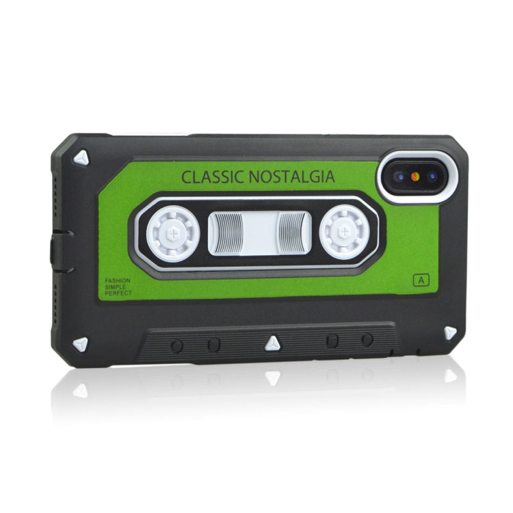 For iPhone X / XS Nostalgic Tape Style TPU+PC Protective Back Case