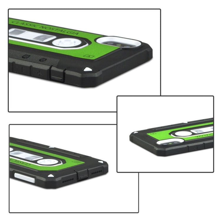 For iPhone X / XS Nostalgic Tape Style TPU+PC Protective Back Case