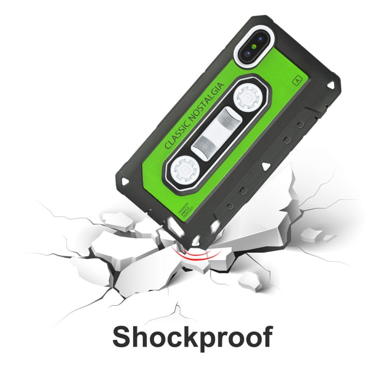For iPhone X / XS Nostalgic Tape Style TPU+PC Protective Back Case