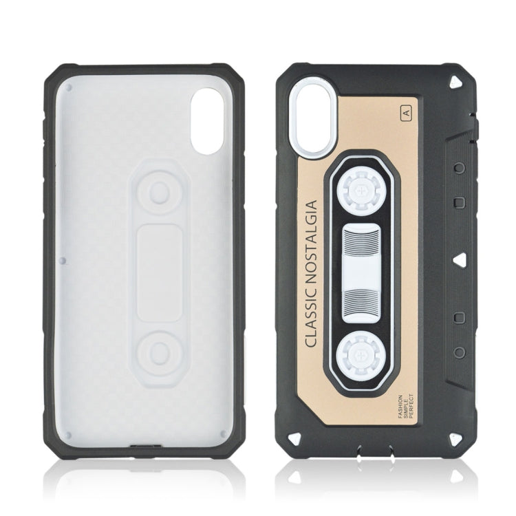 For iPhone X / XS Nostalgic Tape Style TPU+PC Protective Back Case
