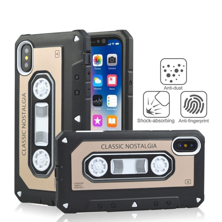 For iPhone X / XS Nostalgic Tape Style TPU+PC Protective Back Case
