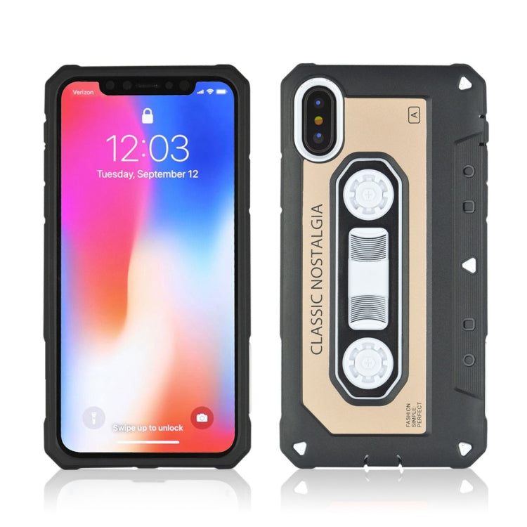 For iPhone X / XS Nostalgic Tape Style TPU+PC Protective Back Case