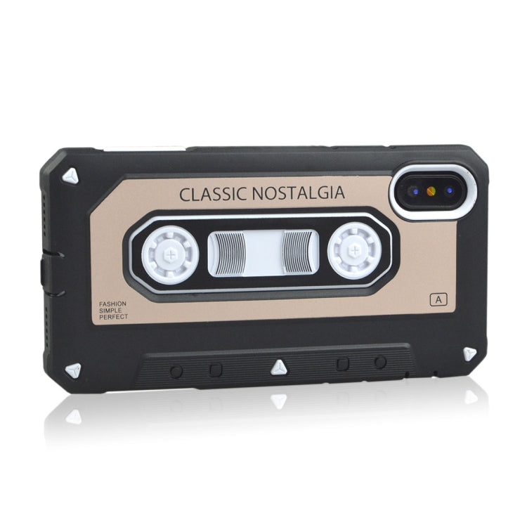 For iPhone X / XS Nostalgic Tape Style TPU+PC Protective Back Case