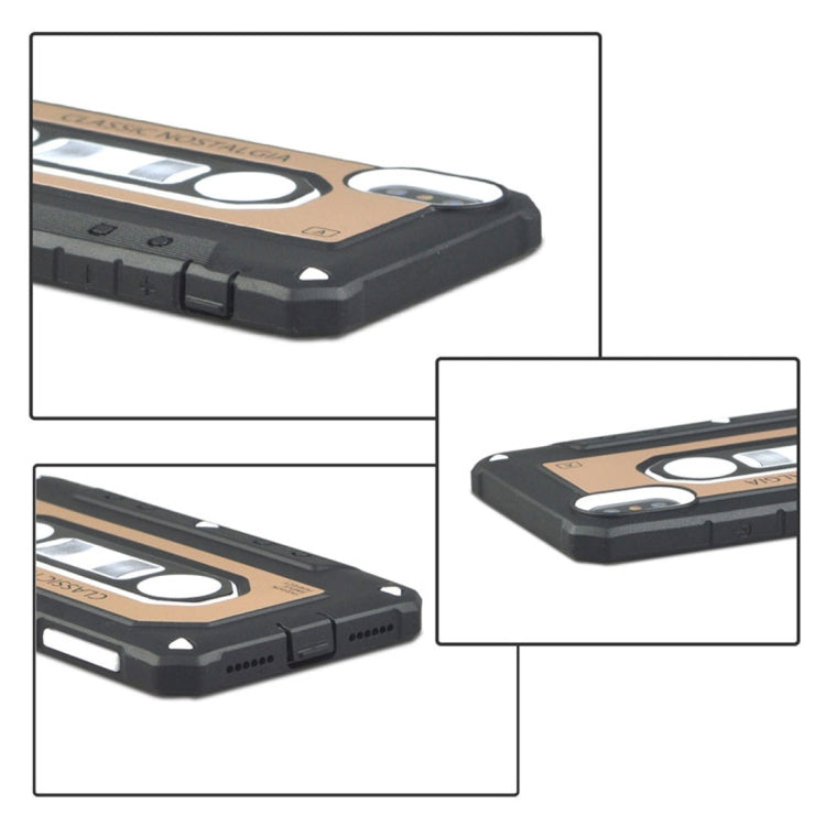 For iPhone X / XS Nostalgic Tape Style TPU+PC Protective Back Case