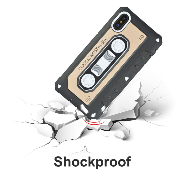 For iPhone X / XS Nostalgic Tape Style TPU+PC Protective Back Case
