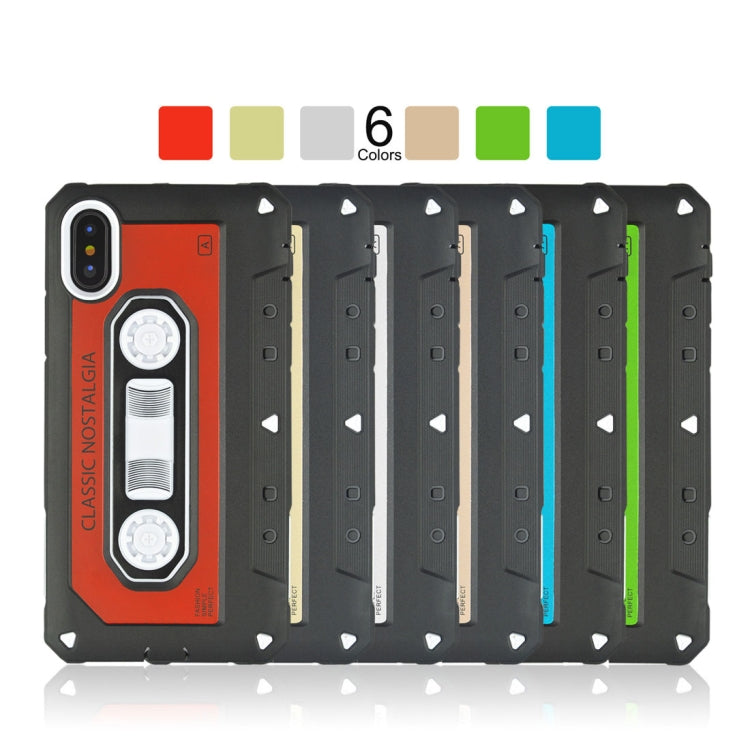 For iPhone X / XS Nostalgic Tape Style TPU+PC Protective Back Case