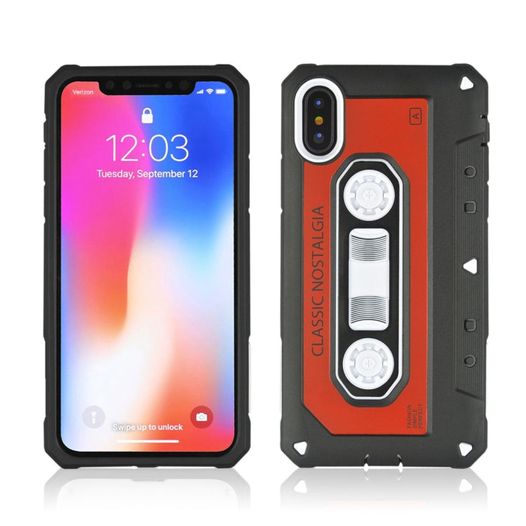 For iPhone X / XS Nostalgic Tape Style TPU+PC Protective Back Case
