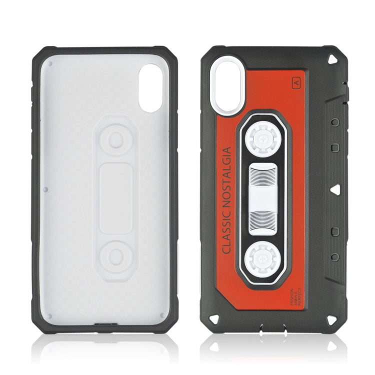 For iPhone X / XS Nostalgic Tape Style TPU+PC Protective Back Case
