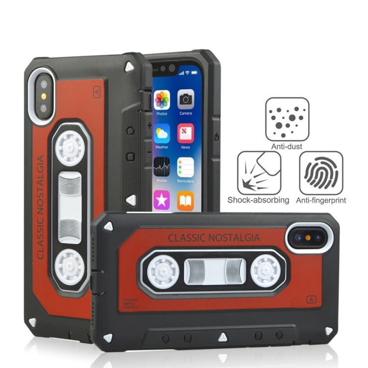 For iPhone X / XS Nostalgic Tape Style TPU+PC Protective Back Case