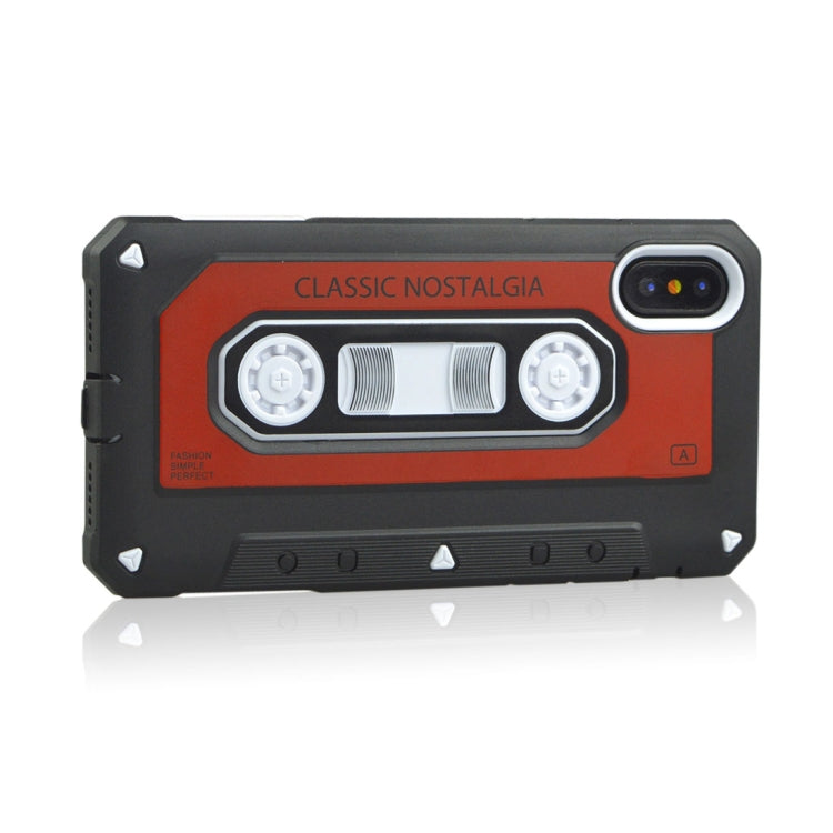 For iPhone X / XS Nostalgic Tape Style TPU+PC Protective Back Case
