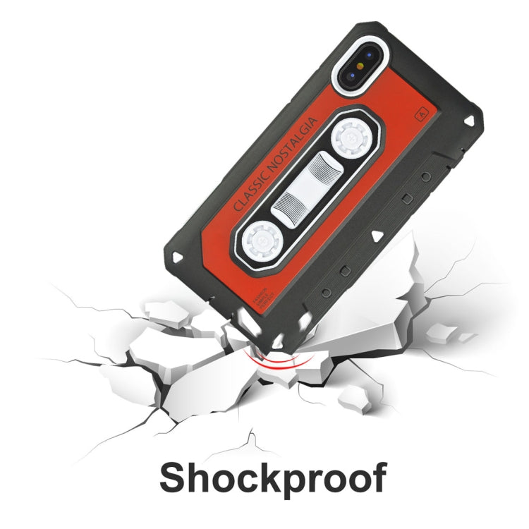 For iPhone X / XS Nostalgic Tape Style TPU+PC Protective Back Case