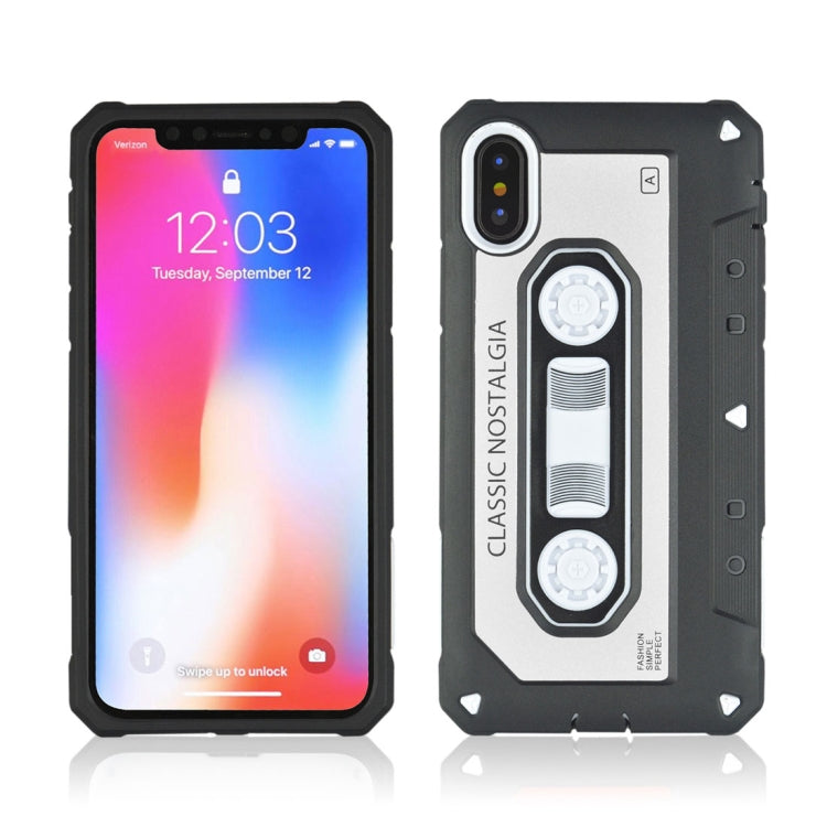For iPhone X / XS Nostalgic Tape Style TPU+PC Protective Back Case