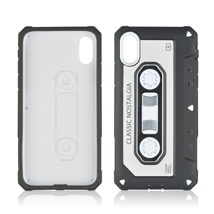 For iPhone X / XS Nostalgic Tape Style TPU+PC Protective Back Case