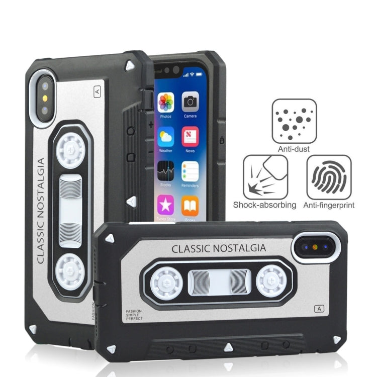 For iPhone X / XS Nostalgic Tape Style TPU+PC Protective Back Case