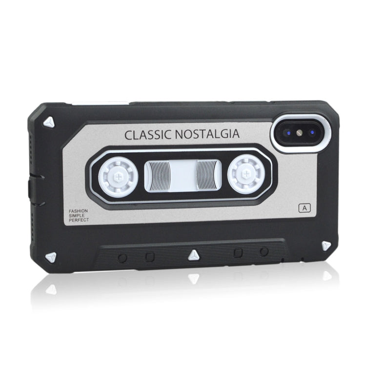 For iPhone X / XS Nostalgic Tape Style TPU+PC Protective Back Case
