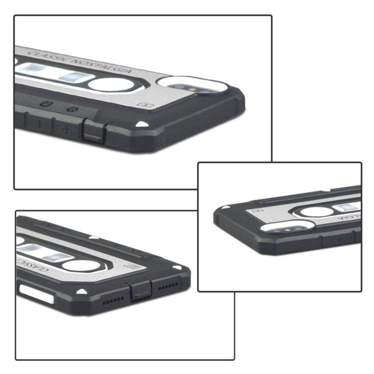 For iPhone X / XS Nostalgic Tape Style TPU+PC Protective Back Case