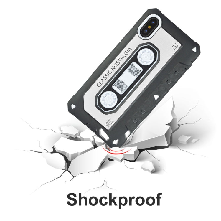 For iPhone X / XS Nostalgic Tape Style TPU+PC Protective Back Case
