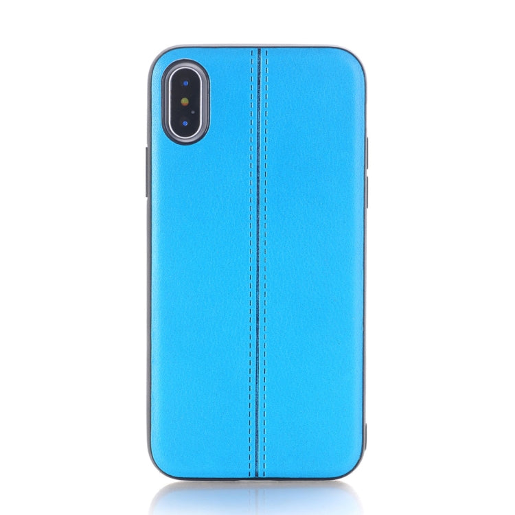 For iPhone X / XS Plain Weave Texture Leather Surface Protective Back Cover Case