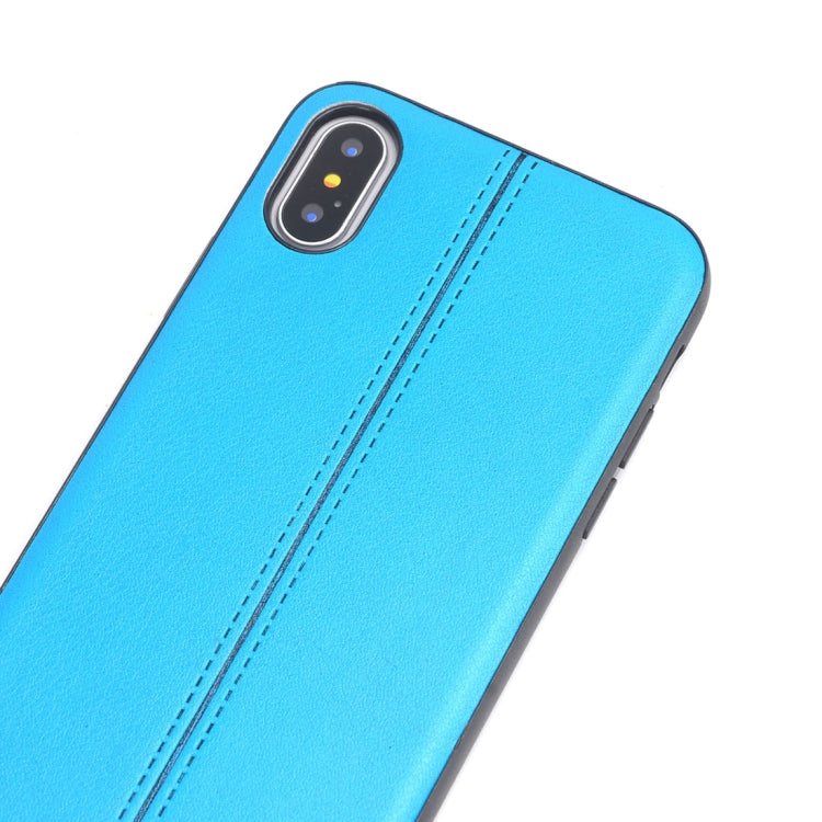 For iPhone X / XS Plain Weave Texture Leather Surface Protective Back Cover Case