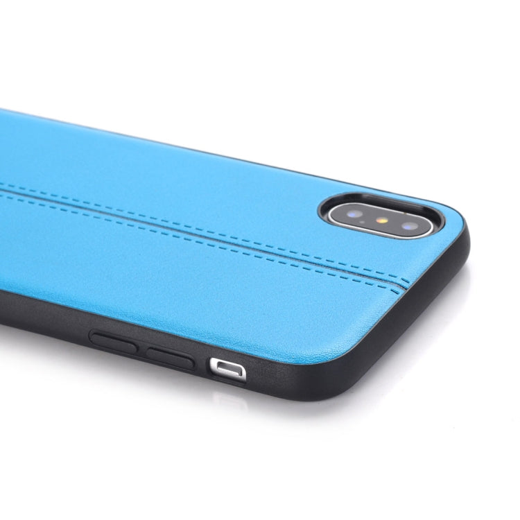 For iPhone X / XS Plain Weave Texture Leather Surface Protective Back Cover Case