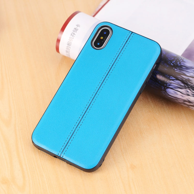 For iPhone X / XS Plain Weave Texture Leather Surface Protective Back Cover Case
