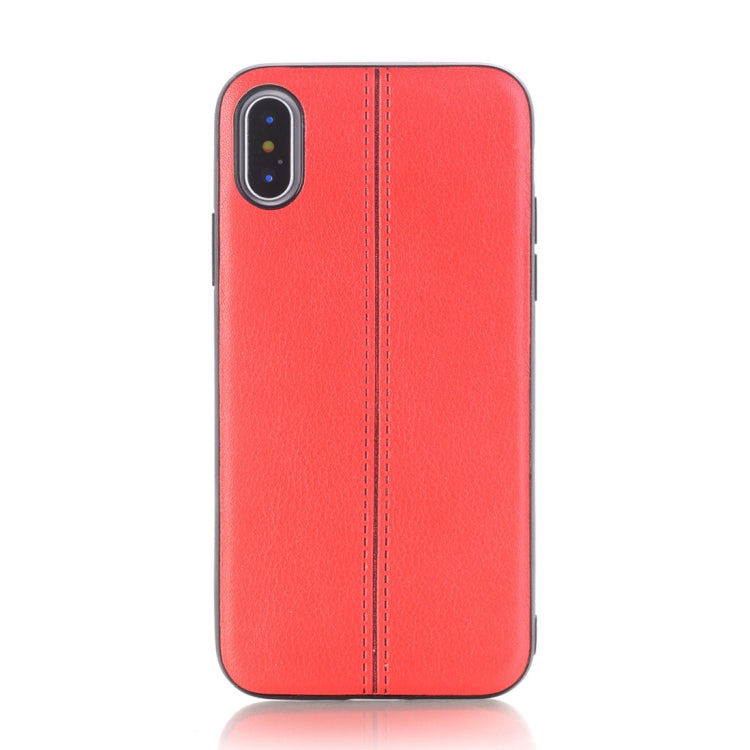 For iPhone X / XS Plain Weave Texture Leather Surface Protective Back Cover Case
