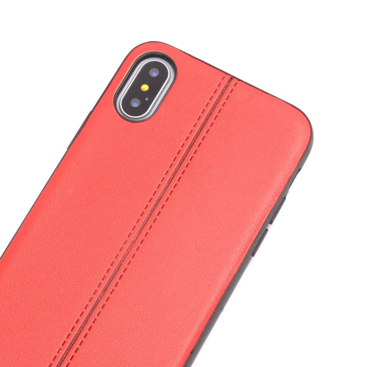 For iPhone X / XS Plain Weave Texture Leather Surface Protective Back Cover Case