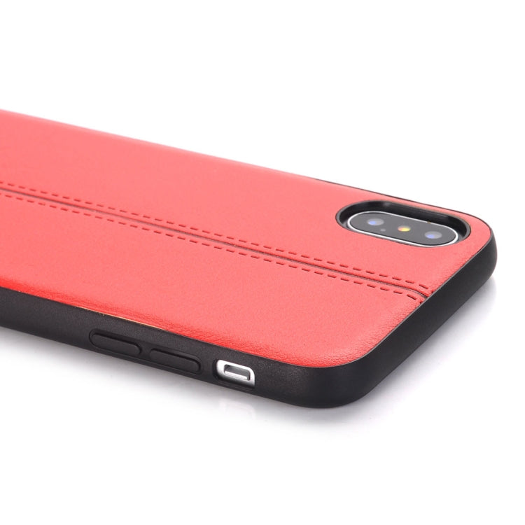 For iPhone X / XS Plain Weave Texture Leather Surface Protective Back Cover Case