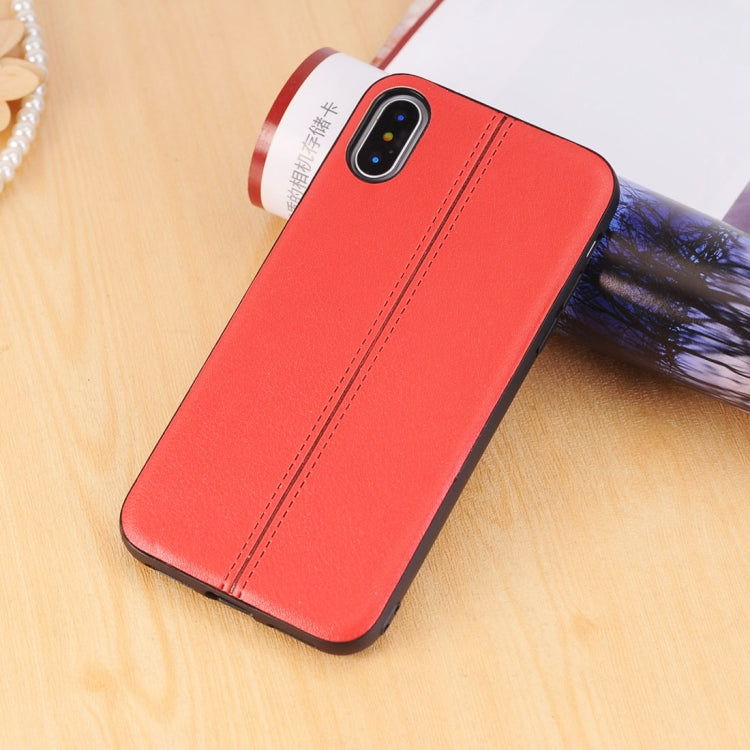 For iPhone X / XS Plain Weave Texture Leather Surface Protective Back Cover Case