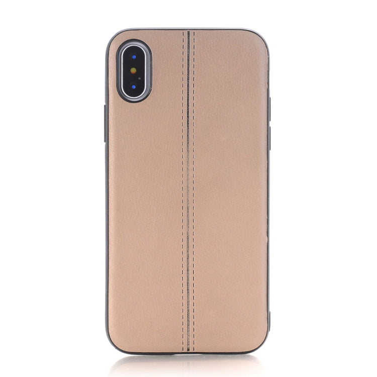 For iPhone X / XS Plain Weave Texture Leather Surface Protective Back Cover Case