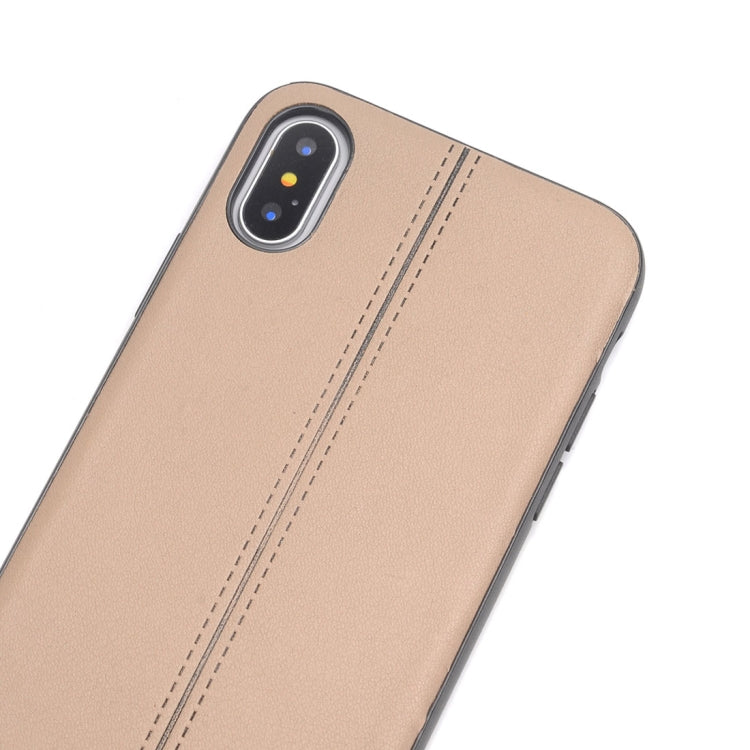 For iPhone X / XS Plain Weave Texture Leather Surface Protective Back Cover Case