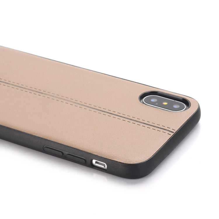 For iPhone X / XS Plain Weave Texture Leather Surface Protective Back Cover Case