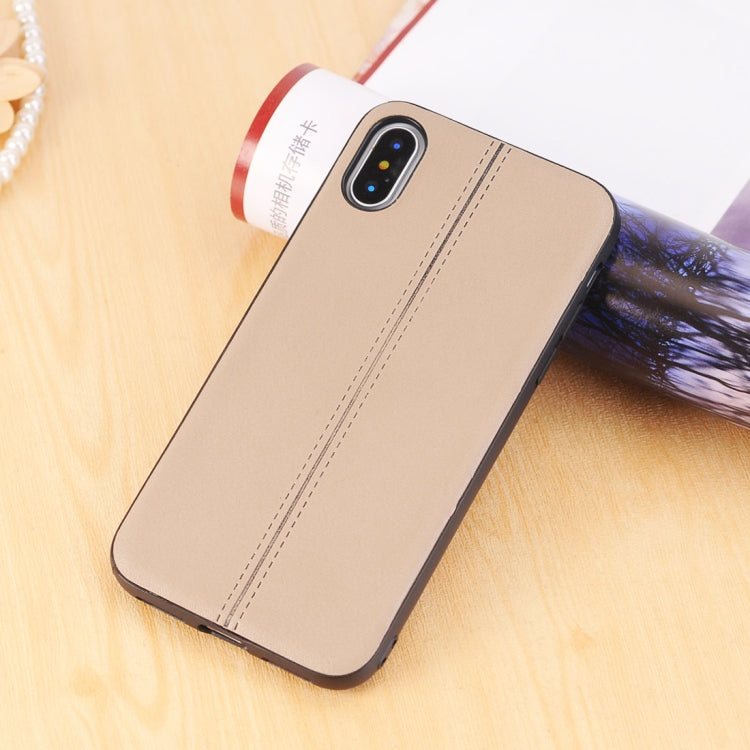 For iPhone X / XS Plain Weave Texture Leather Surface Protective Back Cover Case