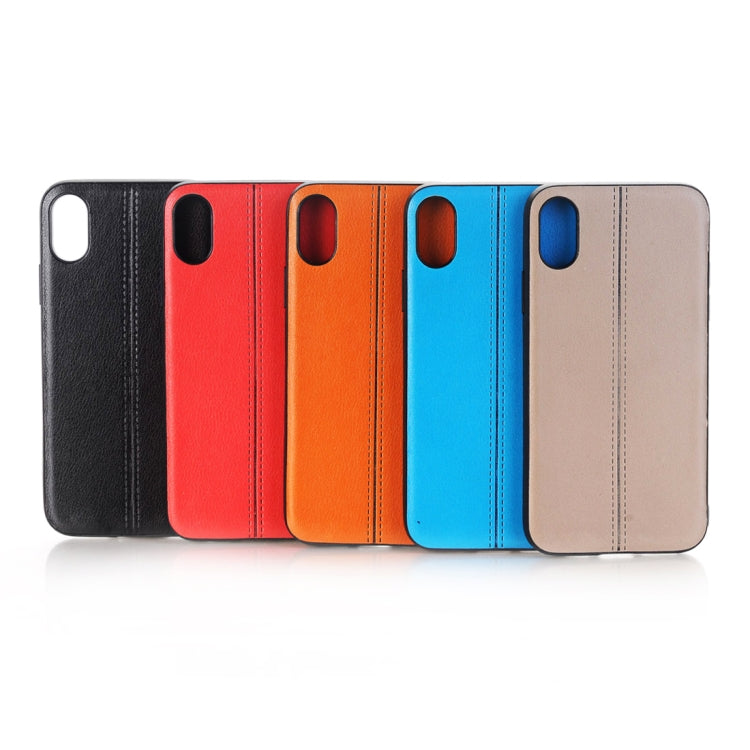 For iPhone X / XS Plain Weave Texture Leather Surface Protective Back Cover Case