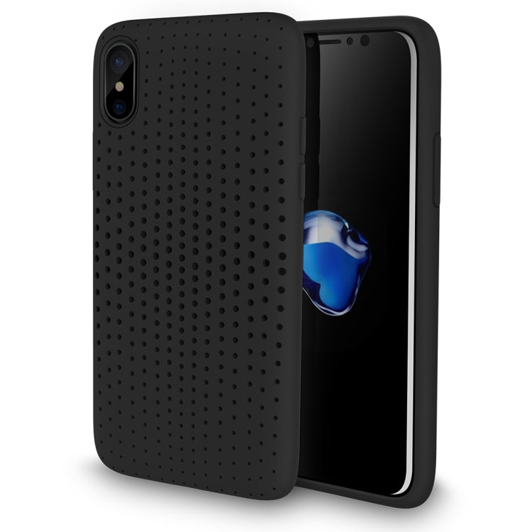 For iPhone X / XS ROCK Mesh Style TPU Breathable Soft Protective Back Cover Case
