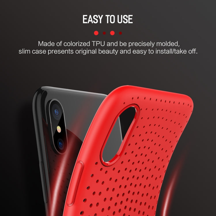 For iPhone X / XS ROCK Mesh Style TPU Breathable Soft Protective Back Cover Case