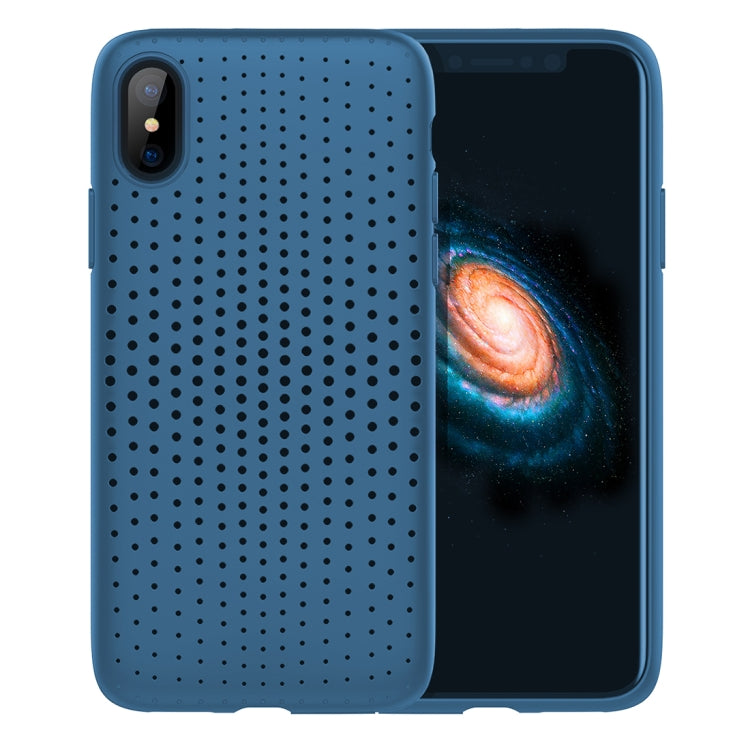 For iPhone X / XS ROCK Mesh Style TPU Breathable Soft Protective Back Cover Case