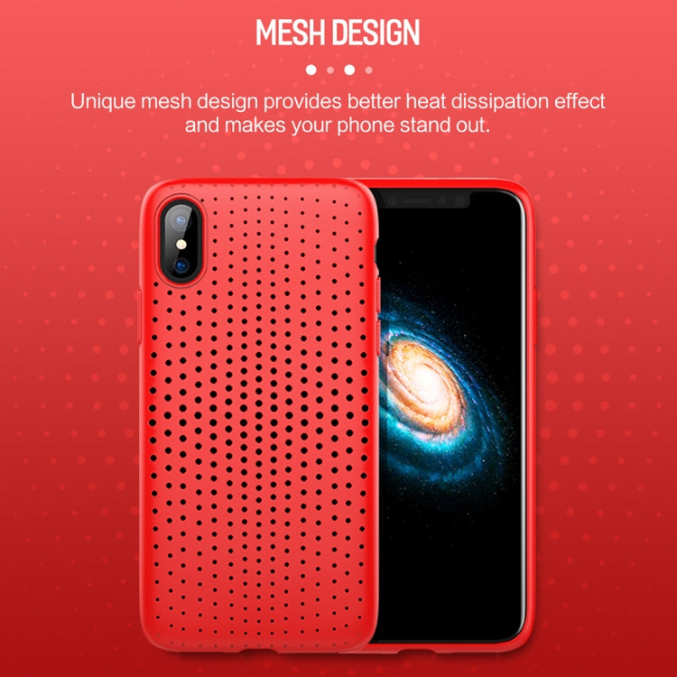 For iPhone X / XS ROCK Mesh Style TPU Breathable Soft Protective Back Cover Case